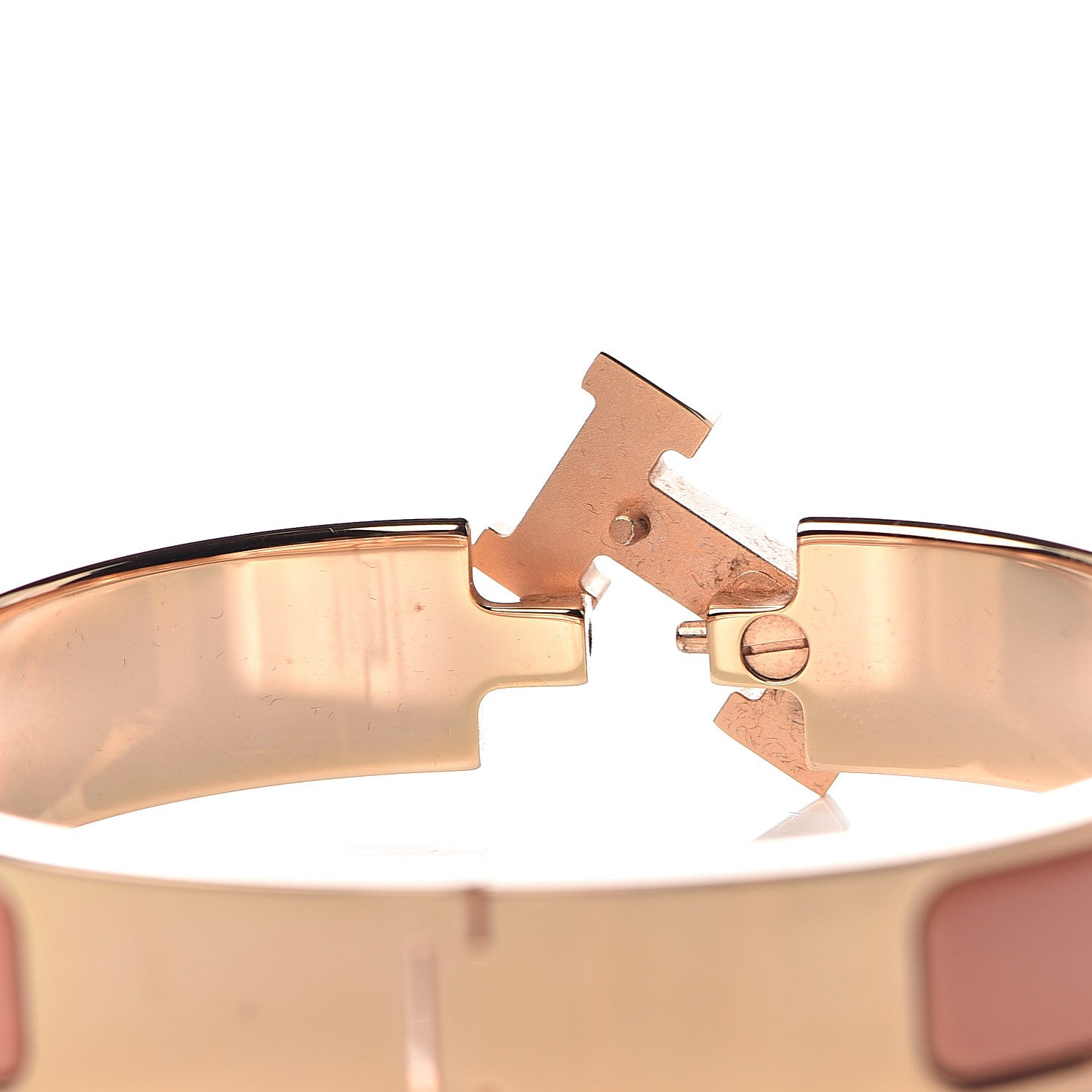 Hermes Enamel Narrow Clic Clac H Bracelet PM Peach Melba 3 of 5