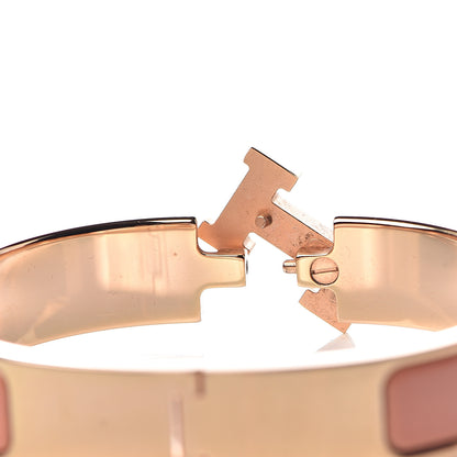 Hermes Enamel Narrow Clic Clac H Bracelet PM Peach Melba 3 of 5