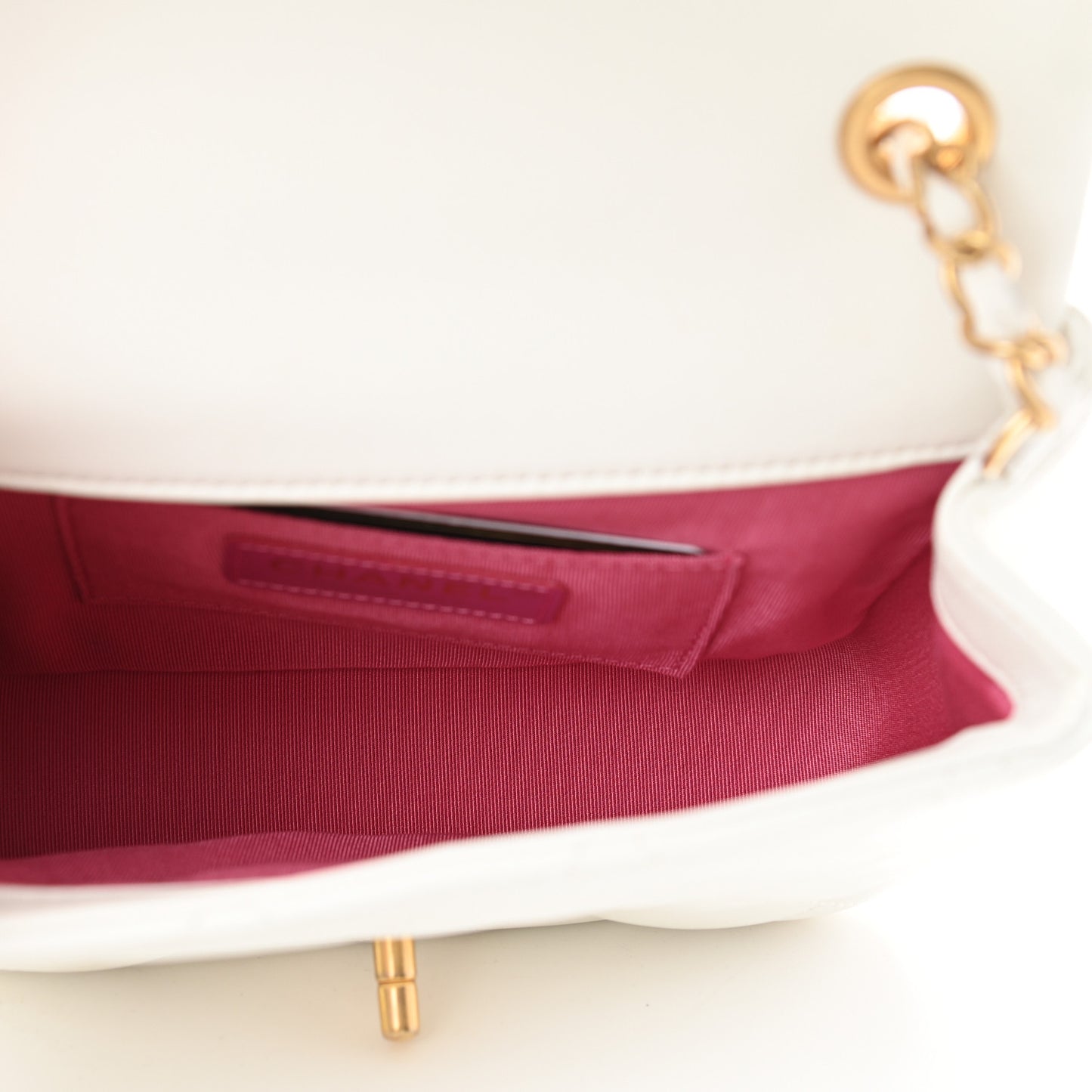 Lambskin Quilted Small Circular Handle Bag White