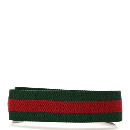 Gucci Efesto Calfskin Web Horsebit 50/25mm Belt 85 34 Green Red Brown Sugar 2 of 5
