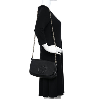 Gucci Pebbled Calfskin Medium Soho Flap Crossbody Black 2 of 14