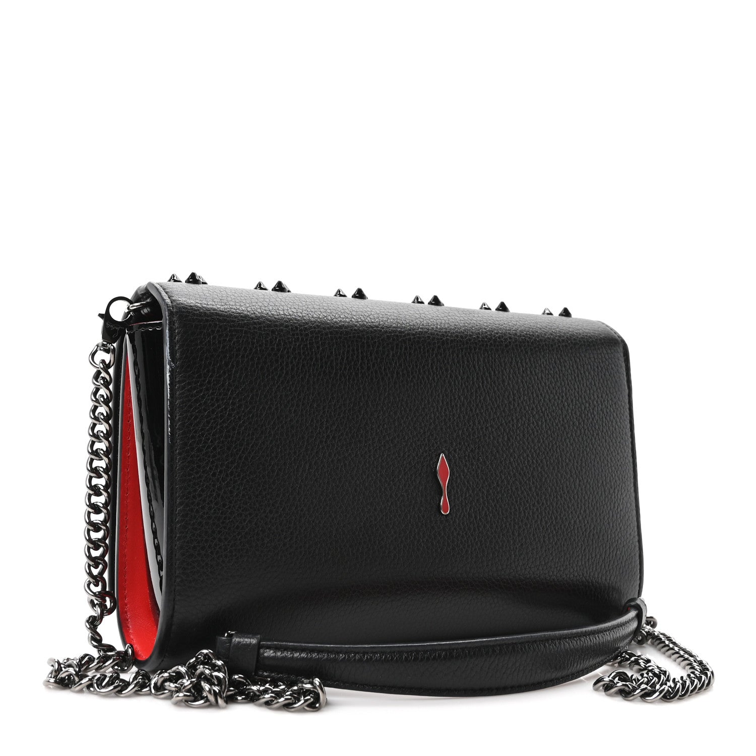 Christian Louboutin Calfskin Spikes Loubinthesky Paloma Clutch Black 3 of 11