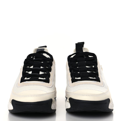 Chanel Velvet Calfskin Mixed Fibers CC Sneakers 37 Ivory Black 2 of 8