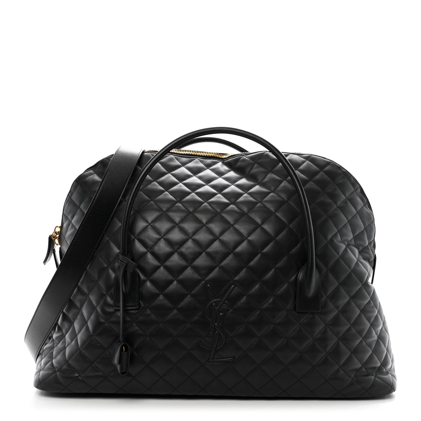 Calfskin Quilted ES Giant Travel Bag Black