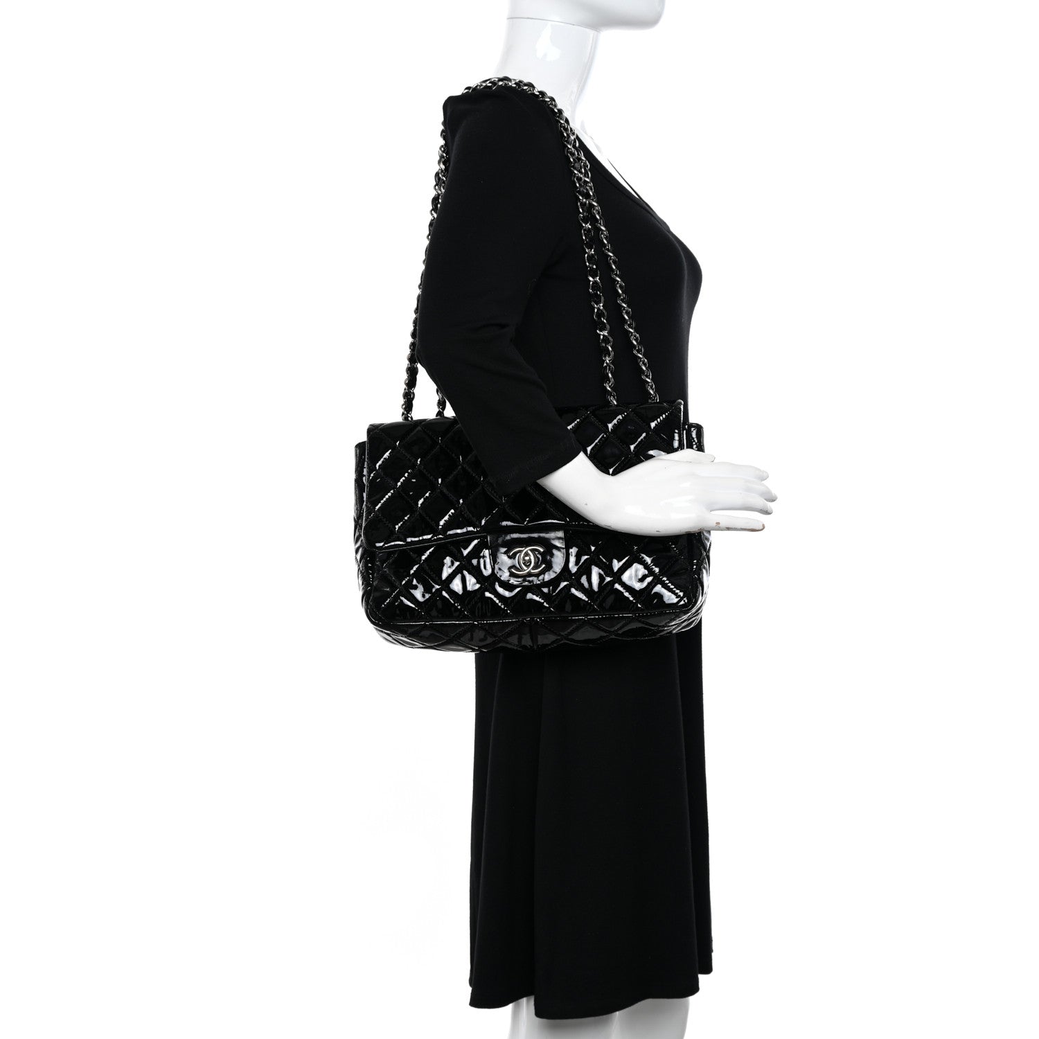 Chanel Patent Quilted Jumbo Single Flap Black 2 of 11