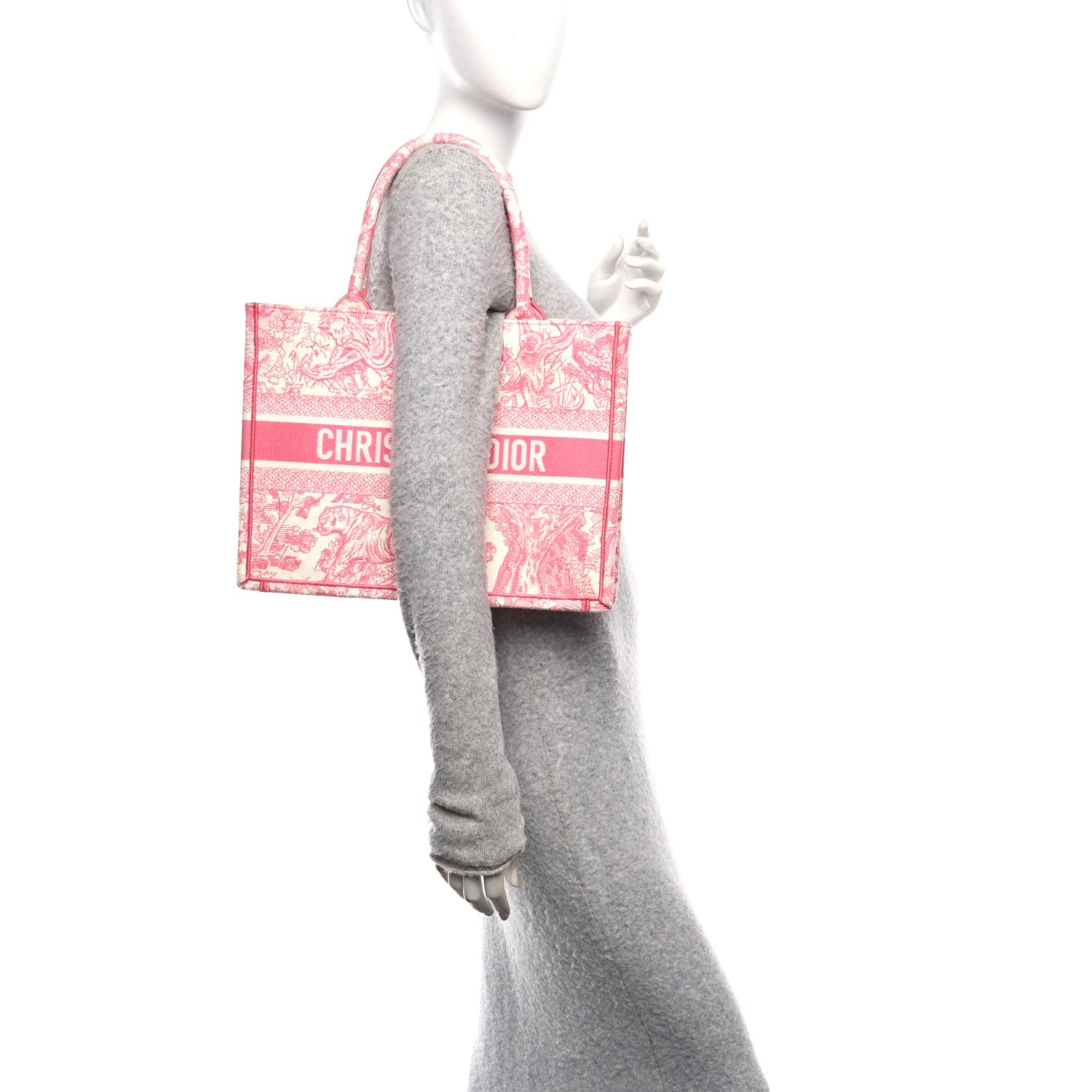 Christian Dior Canvas Embroidered Medium Dioriviera Toile De Jouy Book Tote Peony Pink 3 of 12