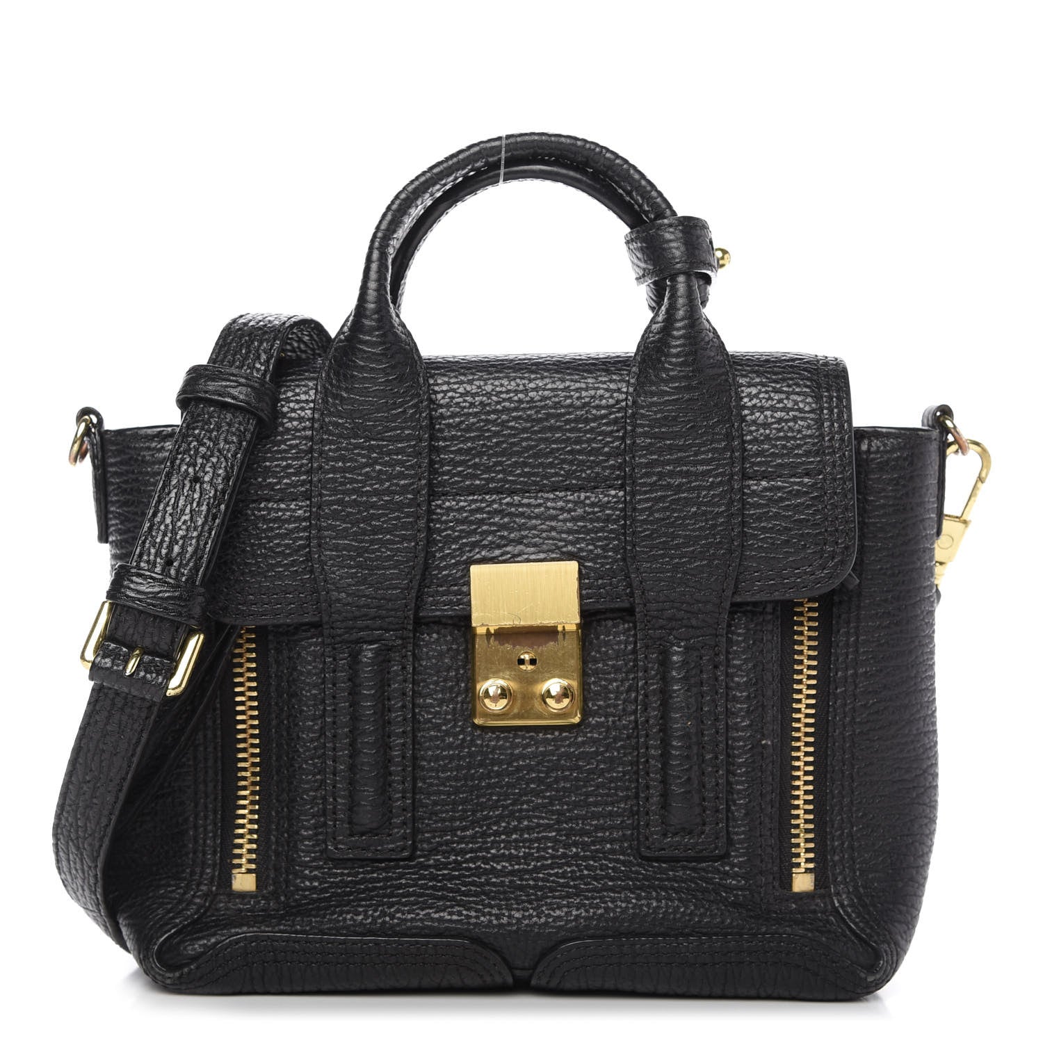 3.1 Phillip Lim Textured Calfskin Mini Pashli Satchel Black 1 of 9