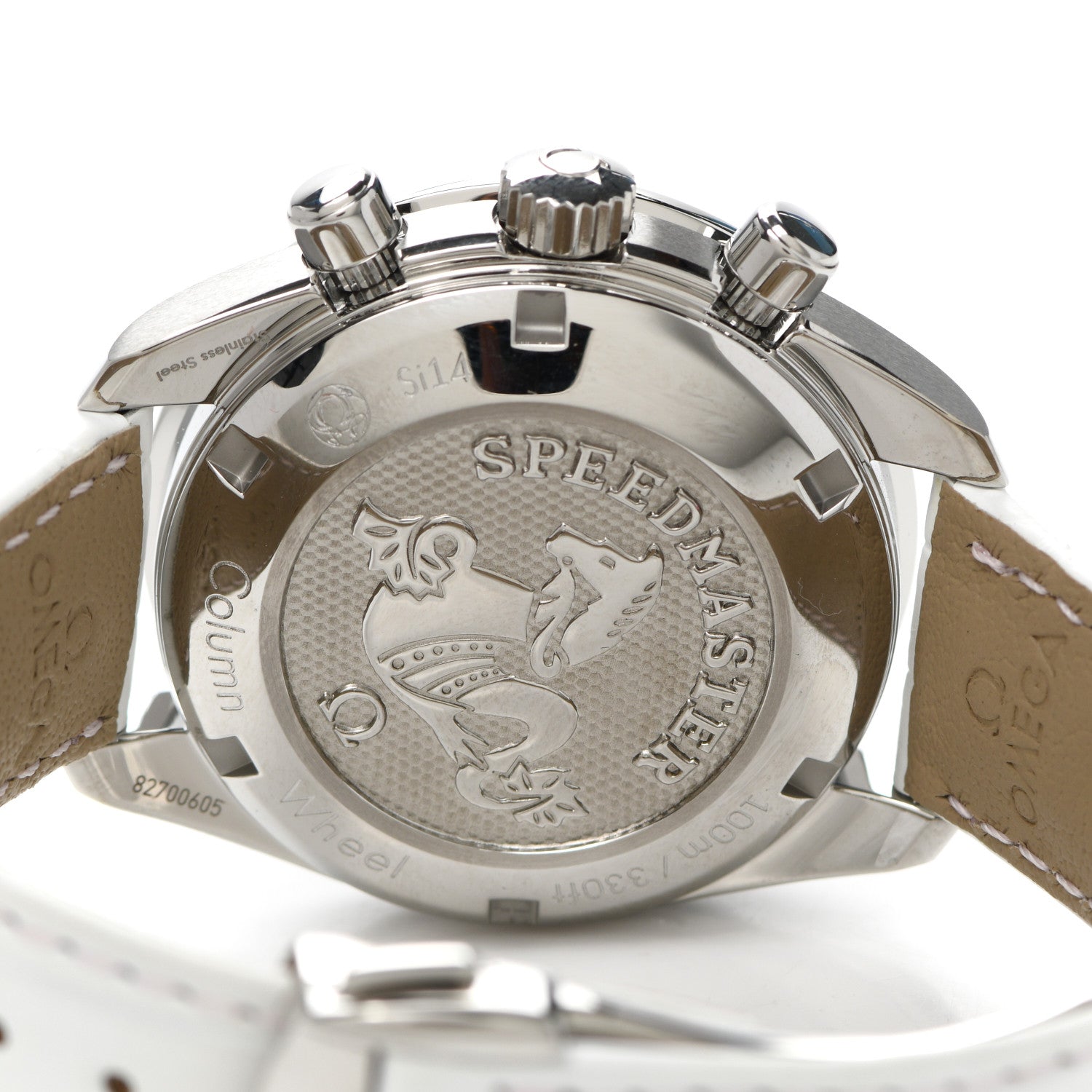 Omega Stainless Steel Alligator Diamond Bezel Mother of Pearl 38mm Speedmaster Chronograph Automatic Watch White 324.38.38.50.55.001 4 of 6
