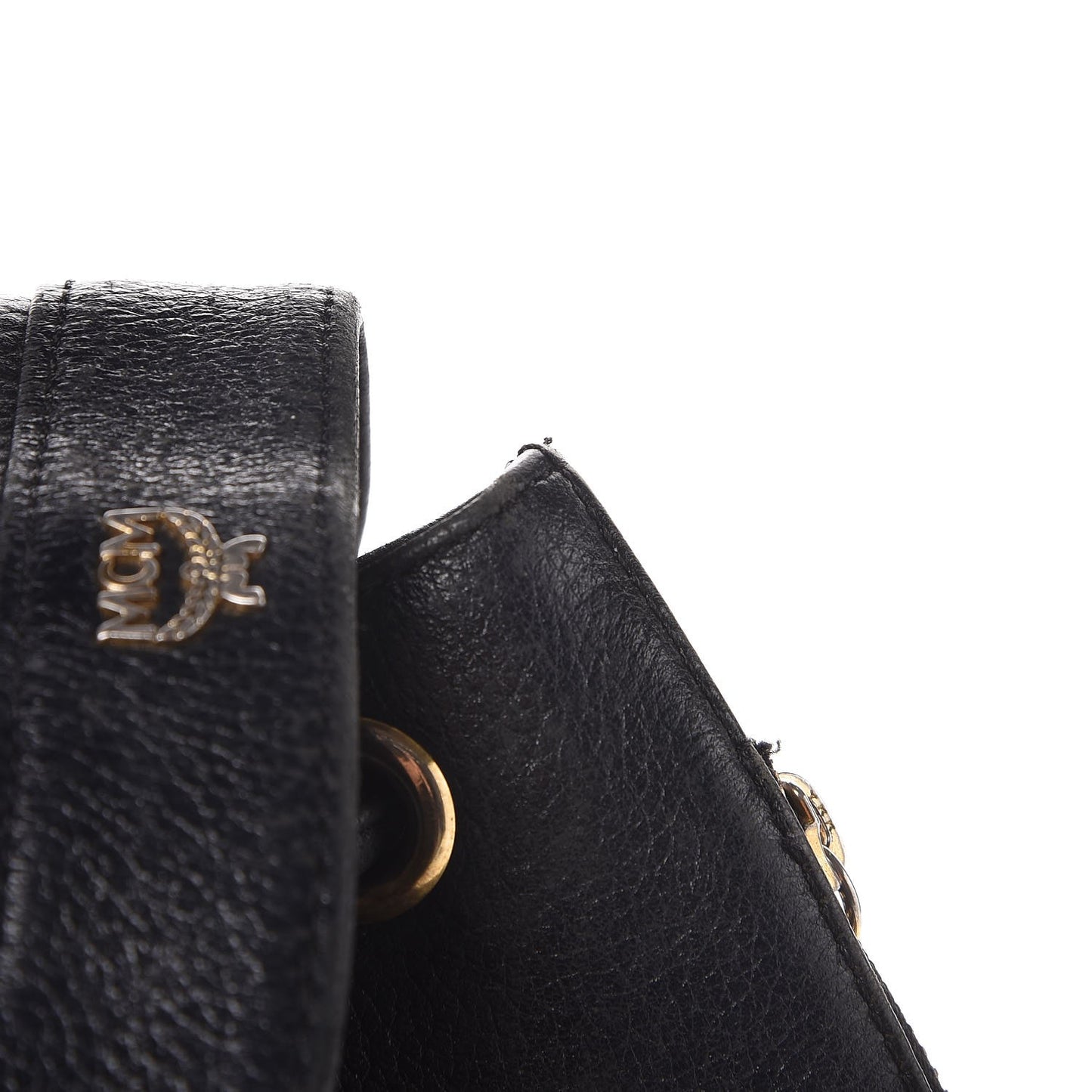 Grained Calfskin Studded Drawstring Backpack Black