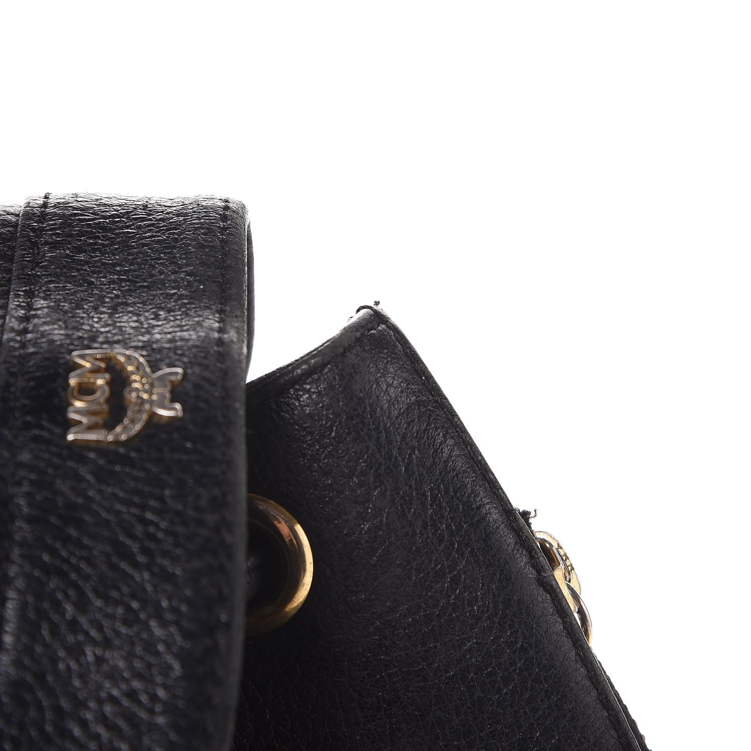 MCM Grained Calfskin Studded Drawstring Backpack Black 7 of 15
