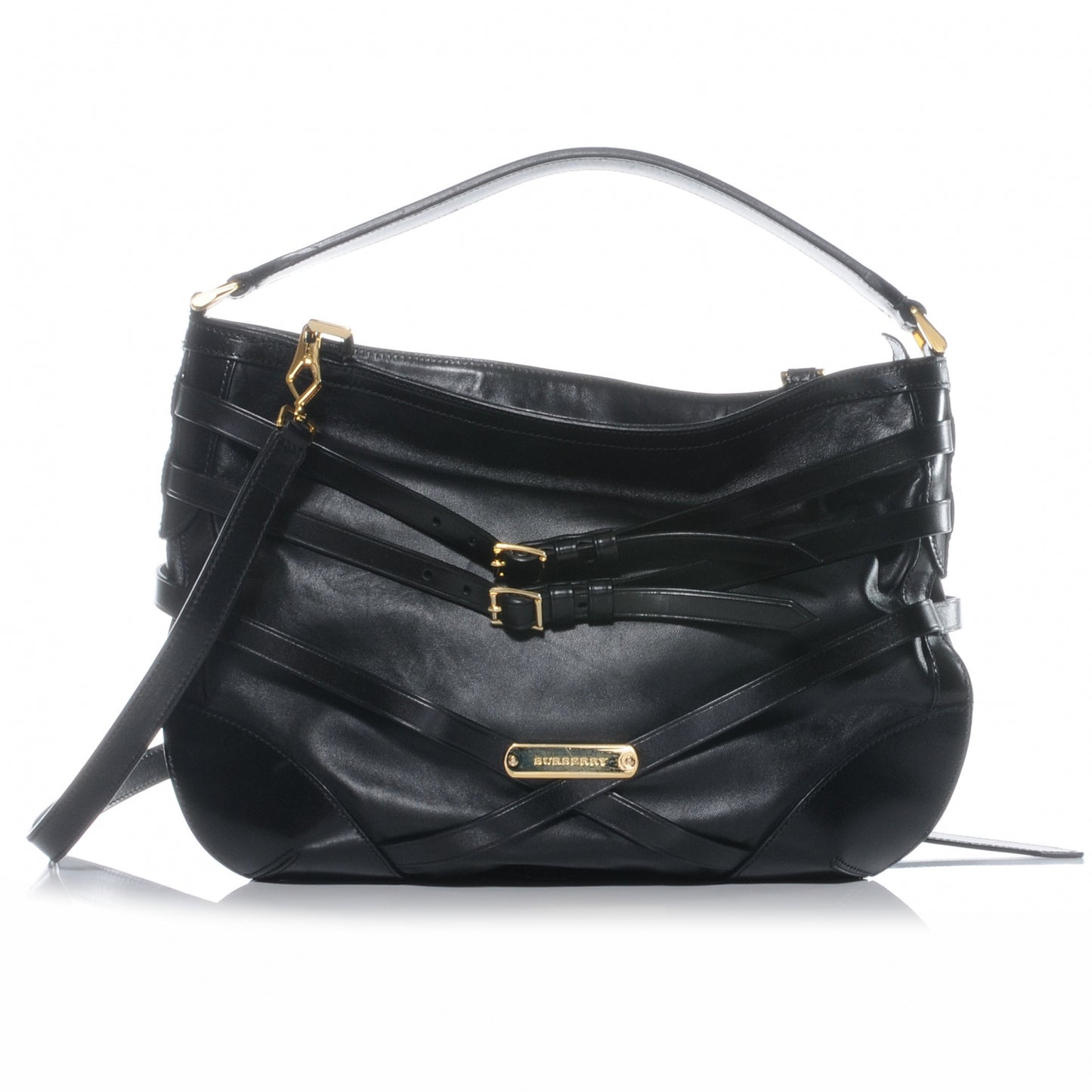 Lambskin Bridle Calfskin Small Dutton Hobo Black