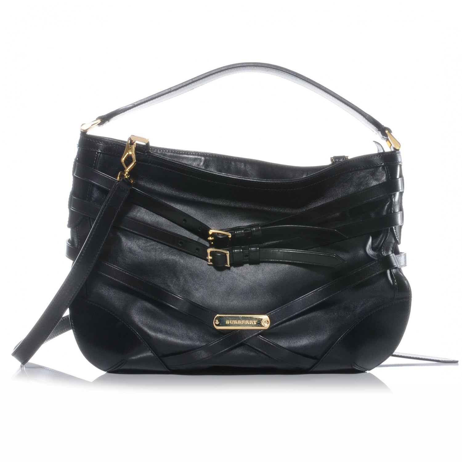 Burberry Lambskin Bridle Calfskin Small Dutton Hobo Black 1 of 9
