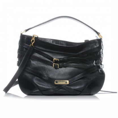 Burberry Lambskin Bridle Calfskin Small Dutton Hobo Black 1 of 9