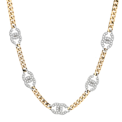Chanel Crystal Chain CC Link Choker Gold Silver 1 of 5