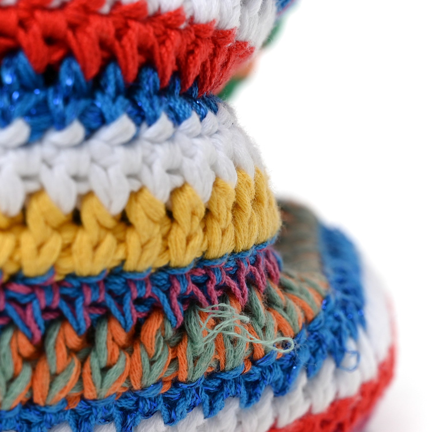 花 Miu Miu Miu Cotton Crochet Stripe Tote Bag Multicolor 1891162