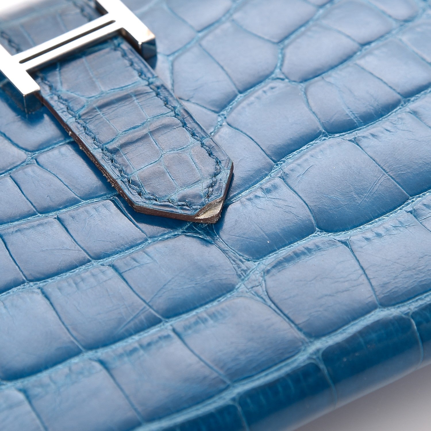 Hermes Shiny Alligator Bearn Wallet Bleu Hydra 8 of 8