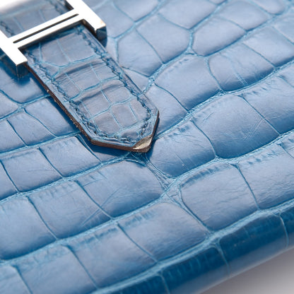 Hermes Shiny Alligator Bearn Wallet Bleu Hydra 8 of 8