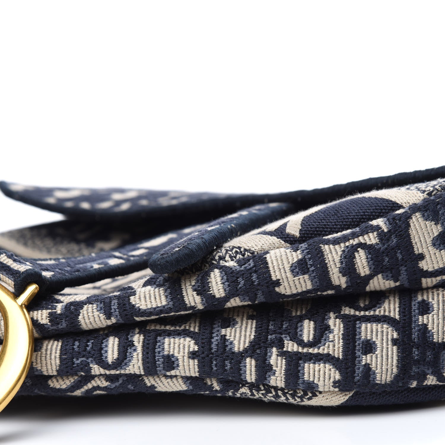 Christian Dior Oblique Embroidered Saddle Bag Blue 7 of 13
