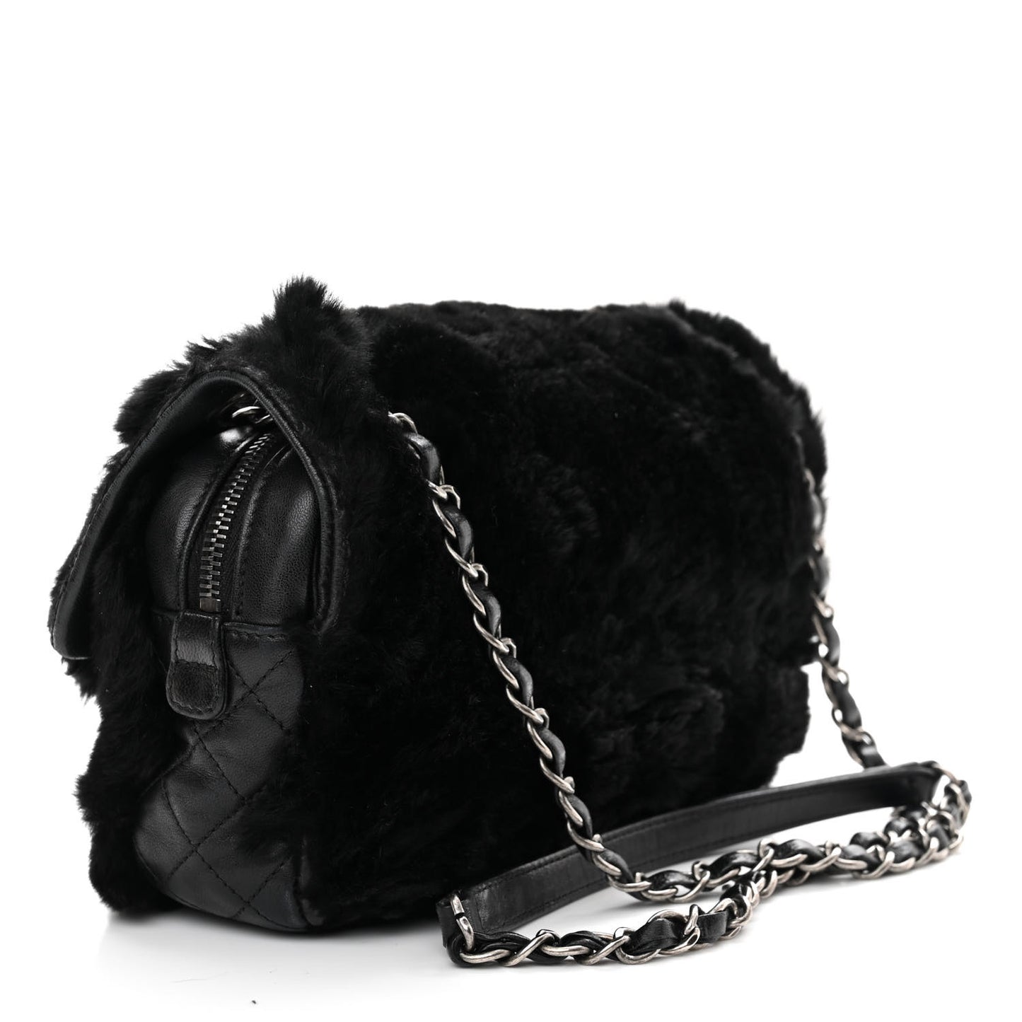 Rabbit Fur Medium Single Flap Black
