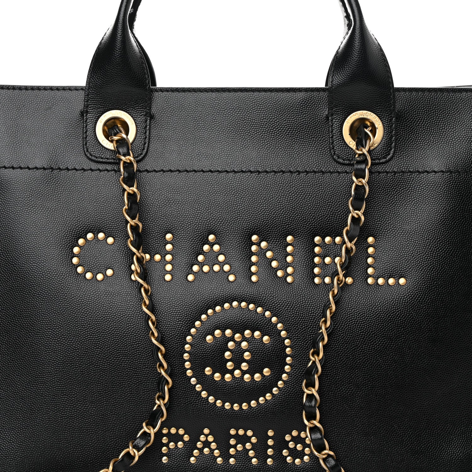 Chanel Caviar Small Studded Deauville Tote Black 8 of 13