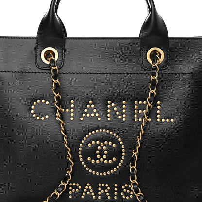 Chanel Caviar Small Studded Deauville Tote Black 8 of 13