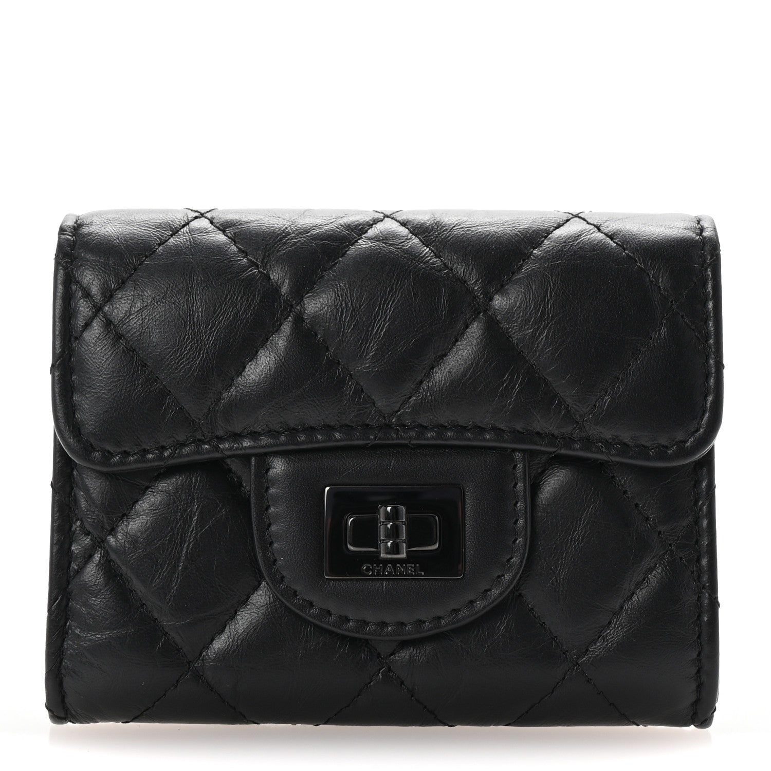 Chanel Aged Calfskin Quilted Reissue Flap Card Holder Wallet So Black 1 of 9