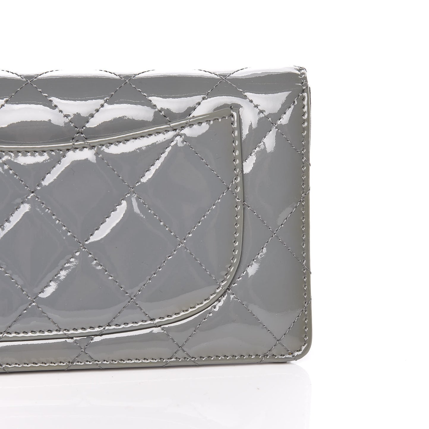 Patent Quilted Yen Wallet Grey