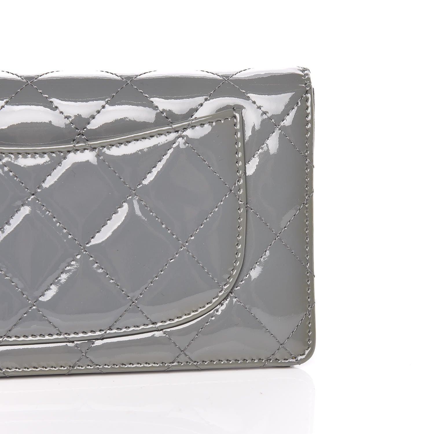 Chanel Patent Quilted Yen Wallet Grey 12 of 15