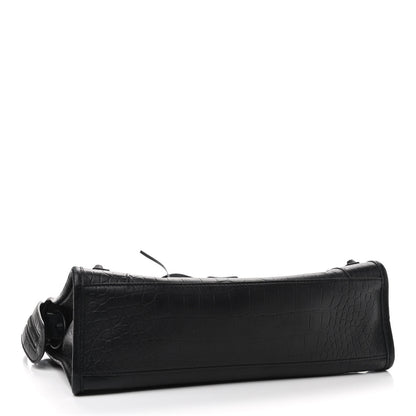 Balenciaga Matte Supple Lambskin Crocodile Embossed Classic Black Hardware S City Black 3 of 8