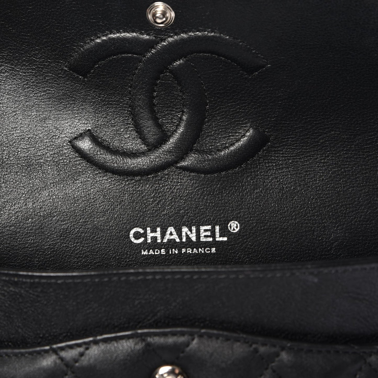 Crumpled Calfskin Quilted Medium Double Flap So Black