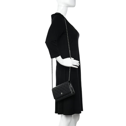 Chanel Lambskin Quilted Wallet On Chain WOC Black 2 of 12