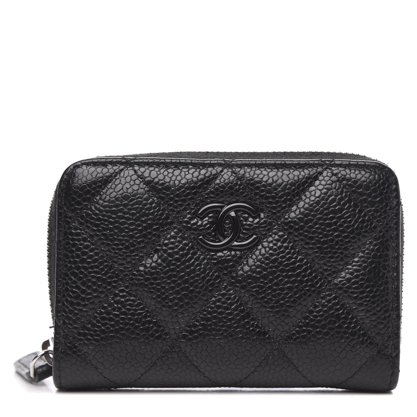 Caviar Quilted Incognito Zip Coin Purse Black