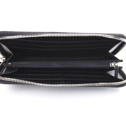 Chanel Lambskin Camellia Embossed Large Zip Around Gusset Wallet Black 4 of 11
