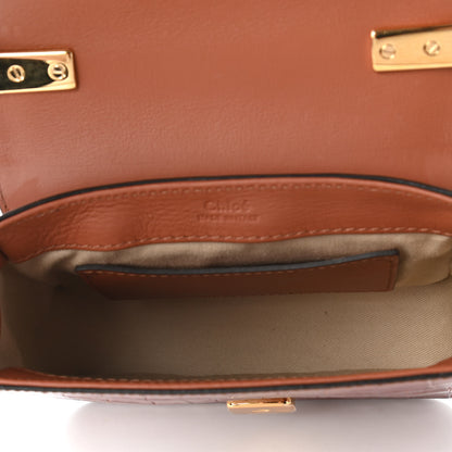 Chloe Calfskin Crocodile Embossed Mini C Double Carry Chestnut Brown 5 of 10