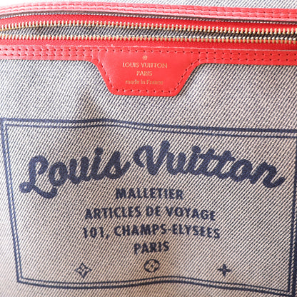 Louis Vuitton Denim Damier Monogram Patchwork Neverfull Blue Rouge 8 of 11