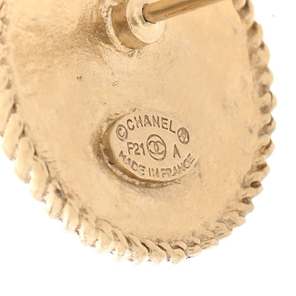 Chanel Metal Crystal CC Medallion Round Earrings Gold 4 of 5