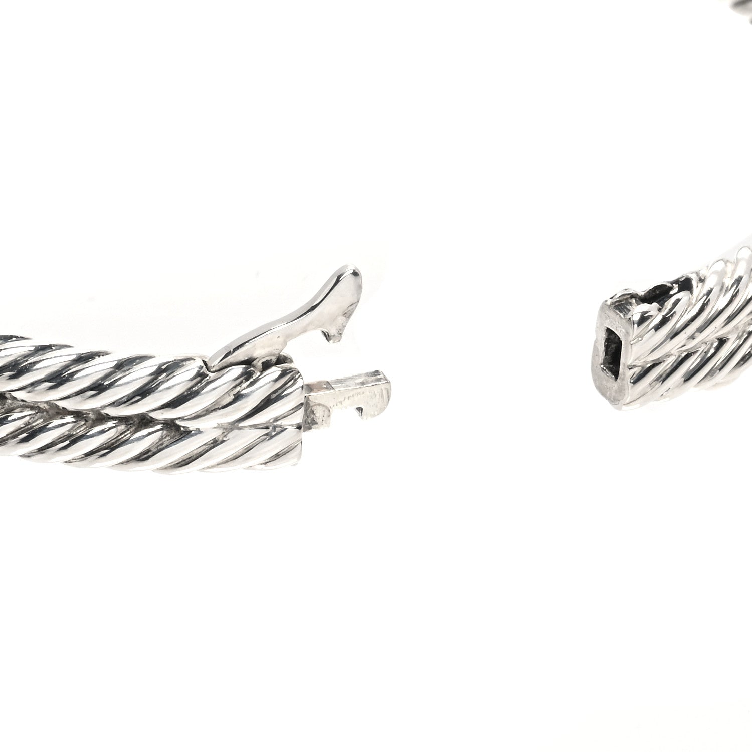 David Yurman Sterling Silver Diamond Black Onyx Albion Cable Bracelet 4 of 5