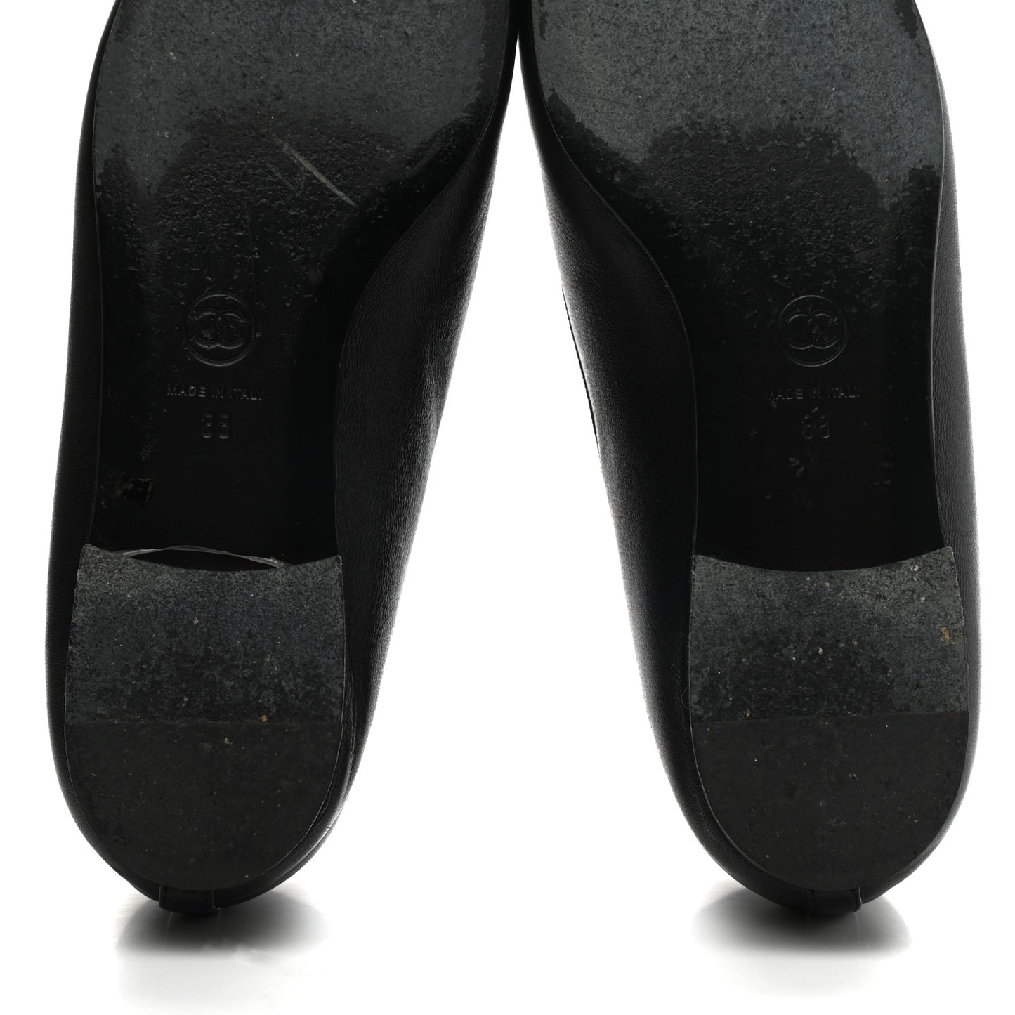 Lambskin Patent Cap Toe Ballerina Flats 38 Black