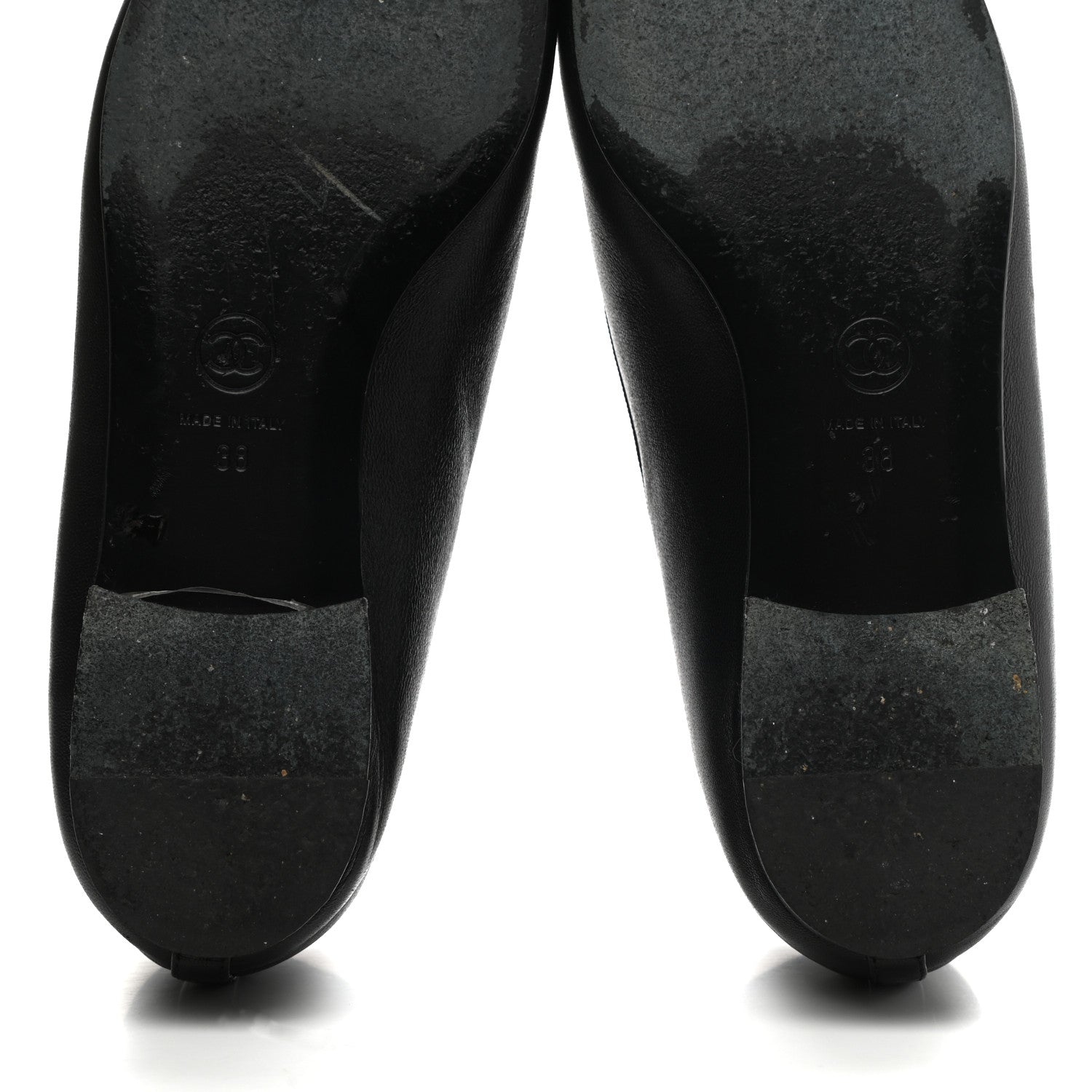Chanel Lambskin Patent Cap Toe Ballerina Flats 38 Black 10 of 13