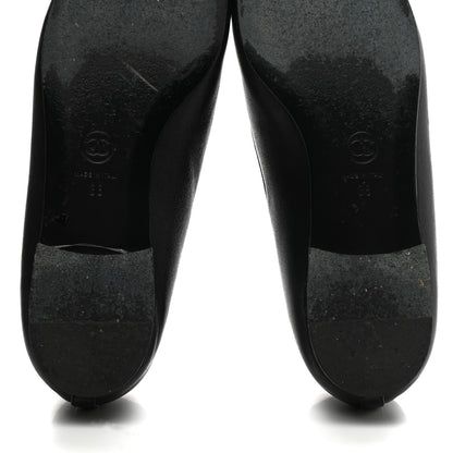 Chanel Lambskin Patent Cap Toe Ballerina Flats 38 Black 10 of 13