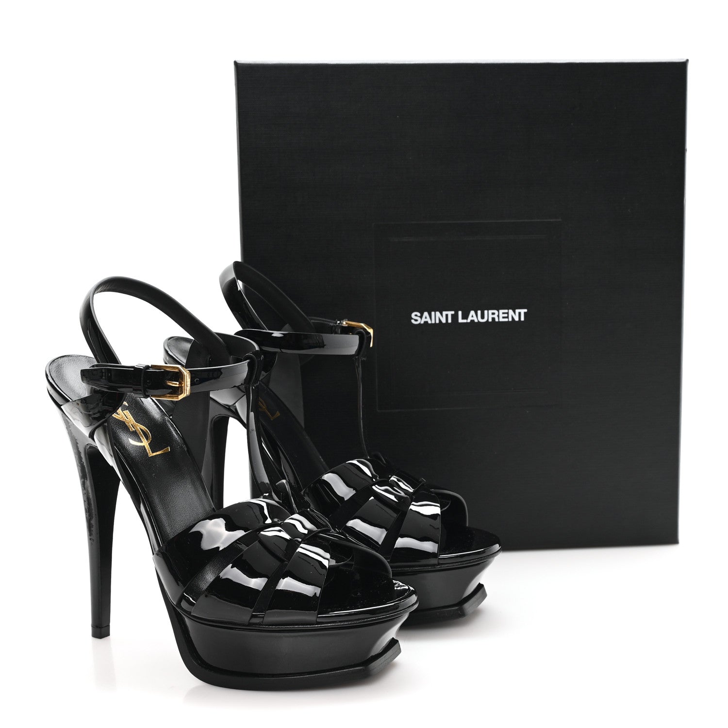 Saint Laurent Patent Tribute 105 Platform Sandals 36 Black 10 of 10