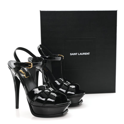 Saint Laurent Patent Tribute 105 Platform Sandals 36 Black 10 of 10