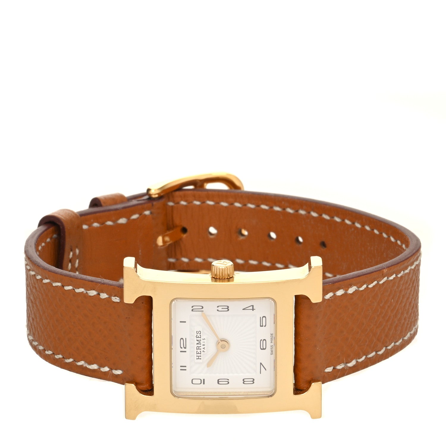 Hermes Stainless Steel Epsom 21mm Heure H Hour Quartz Watch Gold 2 of 5