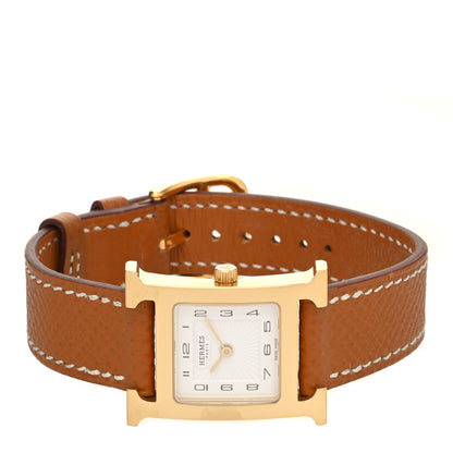 Hermes Stainless Steel Epsom 21mm Heure H Hour Quartz Watch Gold 2 of 5