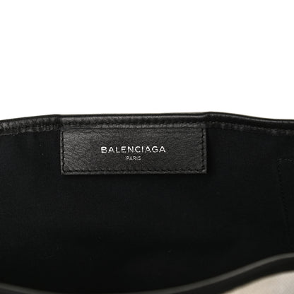 Balenciaga Cotton Canvas Satin Calfskin S Navy Cabas Natural Black 6 of 11