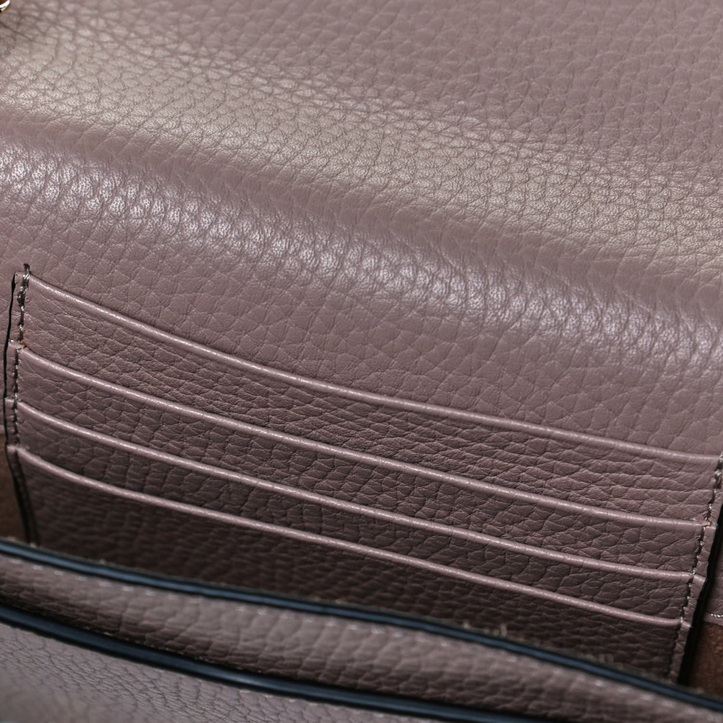 Pebbled Calfskin Rockstud Envelope Wallet on Chain Poudre