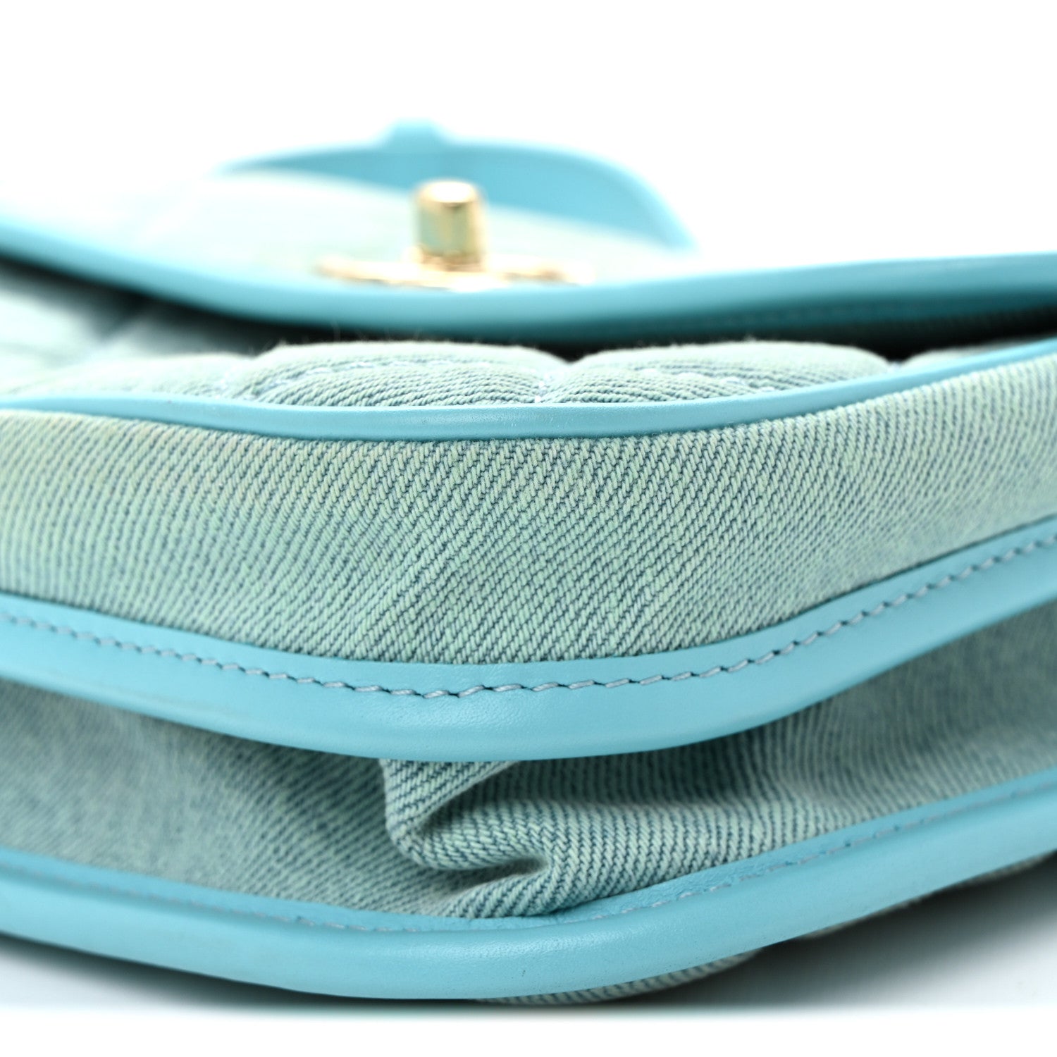 Chanel Denim Quilted Small Messenger Flap Neon Blue 10 of 10