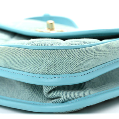 Chanel Denim Quilted Small Messenger Flap Neon Blue 10 of 10