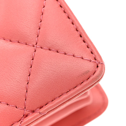 Chanel Lambskin Quilted Small Handle Tied Top Handle Flap Pink 13 of 16