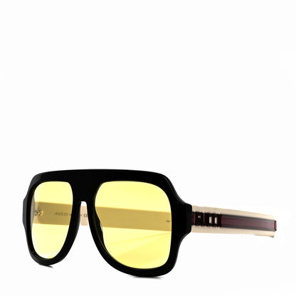 Gucci Acetate Sunglasses GG0255S Black Yellow 1 of 7